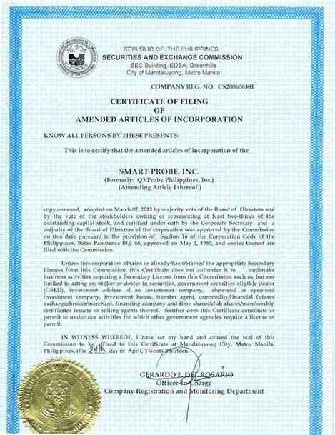 SPI SEC Certificate